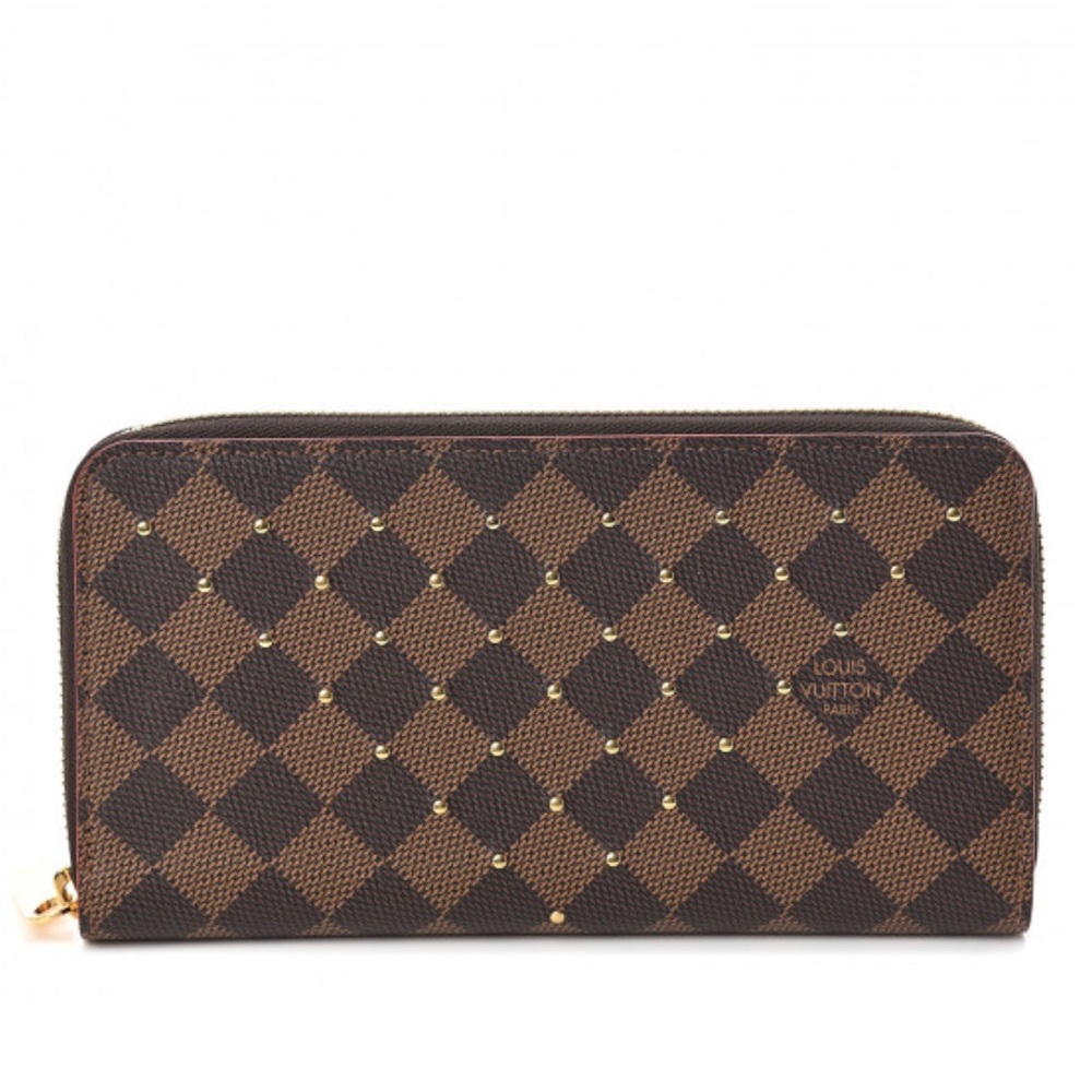 Louis Vuitton Damier Ebene Studded Zippy Wallet Cherry